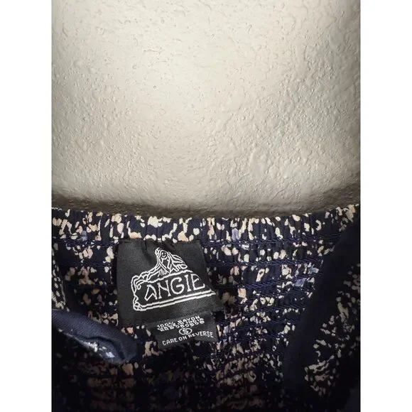 Angie Blue White Babydoll Maxi Dress Womens Sz S Boho Beachy Vacation Cruise - Picture 7 of 9